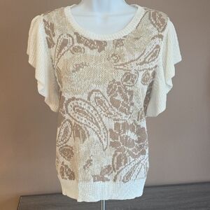 JODIFL Cream Ruffled Short Sleeve Blouse